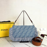 Pre Order Frayed Denim Double Letter Design Handbag