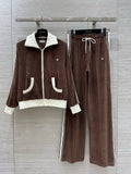 Pre Order Brown Velvet Jersey Tracksuit
