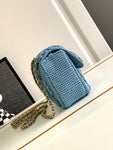 Pre Order Blue Denim Crochet Luxury Logo Chain Handbag