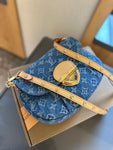 Pre Order Luxury Denim Logo Studded Strap Bag