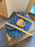 Pre Order Luxury Denim Logo Studded Strap Bag