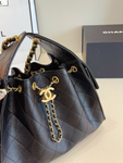 Pre Order Black & Gold Luxury Logo Chain Bucket Bag