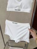 Pre Order Luxury Logo Band Ribbed White Set