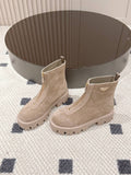 Pre Order Front Zip Logo Suede Boots