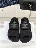 Pre Order Double Strap Luxury Logo Design Teddy Slippers