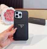 Pre Order Leather Card Holder Luxury Logo Design Black Phone Case