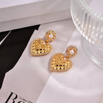 Pre Order Luxury Heart Shape Gold Pearl Earrings