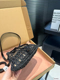 Pre Order Luxury Woven Logo Top Handle Bag In Black