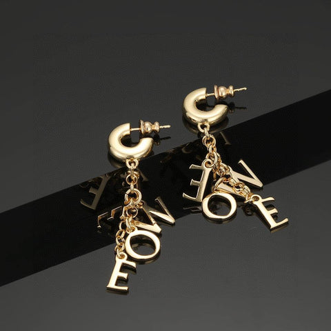 Pre Order Gold Luxury Letter Logo Earrings