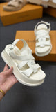Pre Order Luxury Logo Multi Strap Wedges