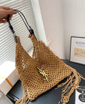 Pre Order Luxury Gold Logo Tassle Beach Bag