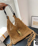 Pre Order Luxury Gold Logo Tassle Beach Bag