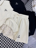 Pre Order Luxury Logo Half Buttn Sleeveless Top & Short Set