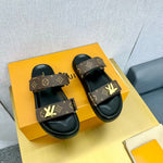 Pre Order Luxury Double Letter Gold Logo Strap Slides