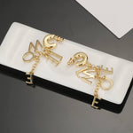 Pre Order Gold Luxury Letter Logo Earrings