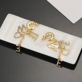 Pre Order Gold Luxury Letter Logo Earrings