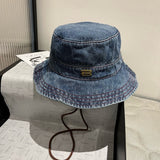 Pre Order Luxury Gold Logo Denim Bucket Hat