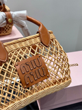 Pre Order Luxury Tanned Logo Design Basket Handbag