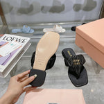 Pre Order Luxury Pleated Design Logo Flip flops