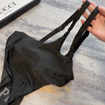 Pre Order Luxury Diamanté Front Logo Detail Cut Out Swimsuit