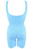 Ribbed Sculpting Unitard In Blue