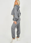 Cropped Hoodie & Jogger Set in Charcoal Grey