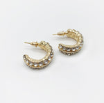 Diamanté Mini Hoop Earrings In Gold