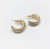 Diamanté Mini Hoop Earrings In Gold