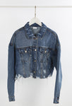 Cropped Frayed Hem Denim Jacket