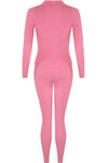 Pink Double Zip Up Ribbed Loungeset