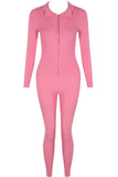 Pink Double Zip Up Ribbed Loungeset